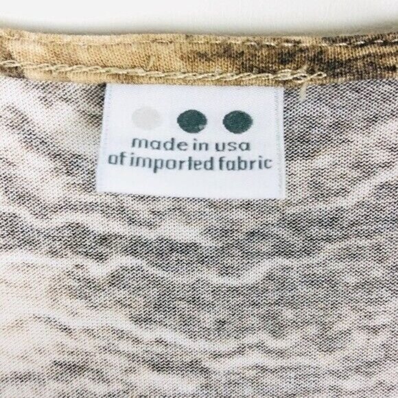 Three Dots Knot Front Snake Print Top 3/4 Sleeves S Brown V-Neck - Picture 6 of 7